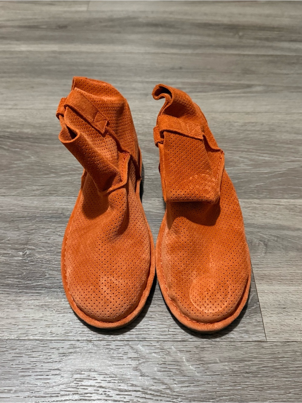 UGG Orange Suede Perforated Ankle Booties